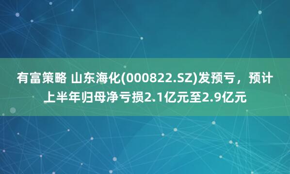 有富策略 山东海化(000822.SZ)发预亏，预计上半年归母净亏损2.1亿元至2.9亿元