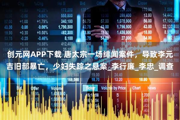 创元网APP下载 唐太宗一场绯闻案件，导致李元吉旧部暴亡，少妇失踪之悬案_李行廉_李忠_调查